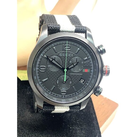 Gucci Men's Watch YA126244A G-Timeless Swiss Quartz Chronograph Nylon Strap 46mm - Picture 1 of 15